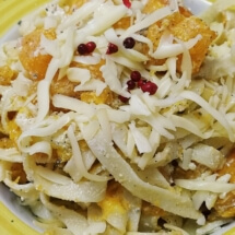 Tagliatelle cu dovleac copt (tagliatelle, dovleac, ricotta, cascaval afumat)